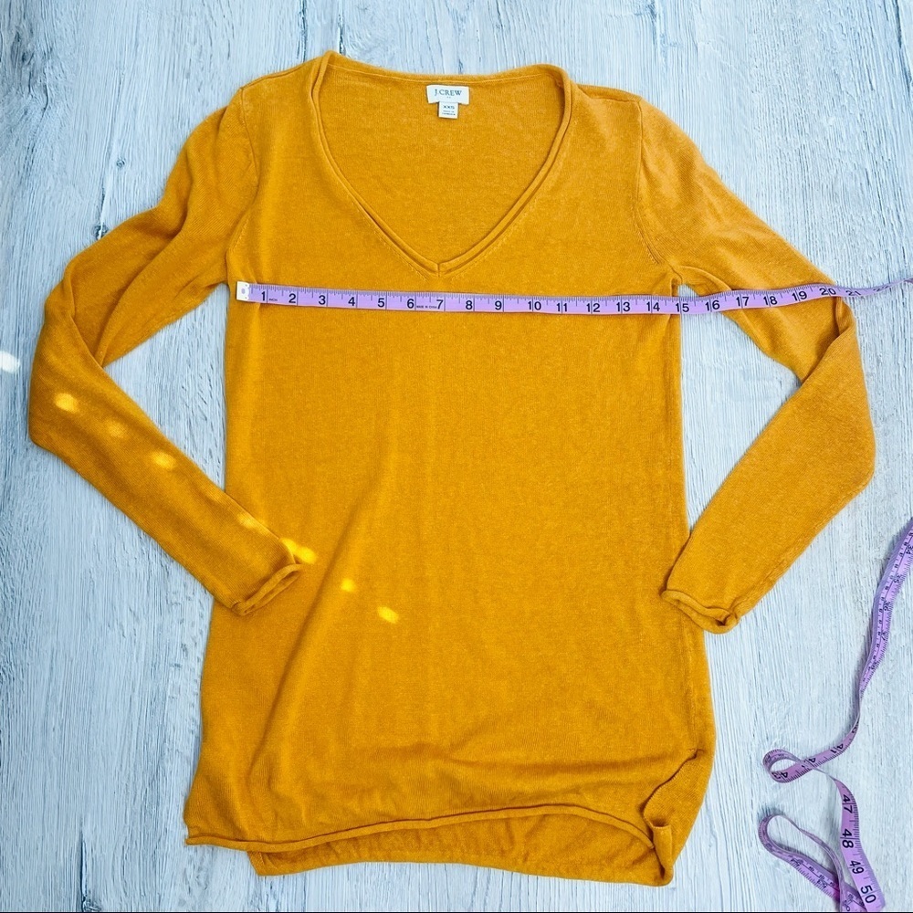 J. Crew Linen Blend V-Neck Mustard Yellow Sweater - Picture 6 of 10